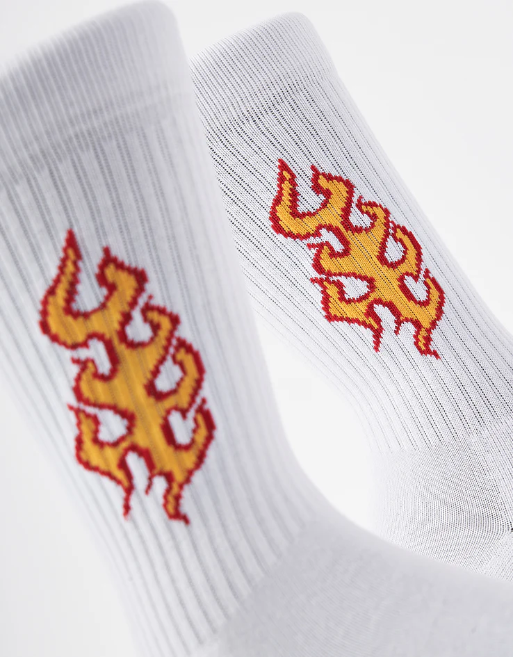 Route One Hot Rod Crew Socks - White - Image 3