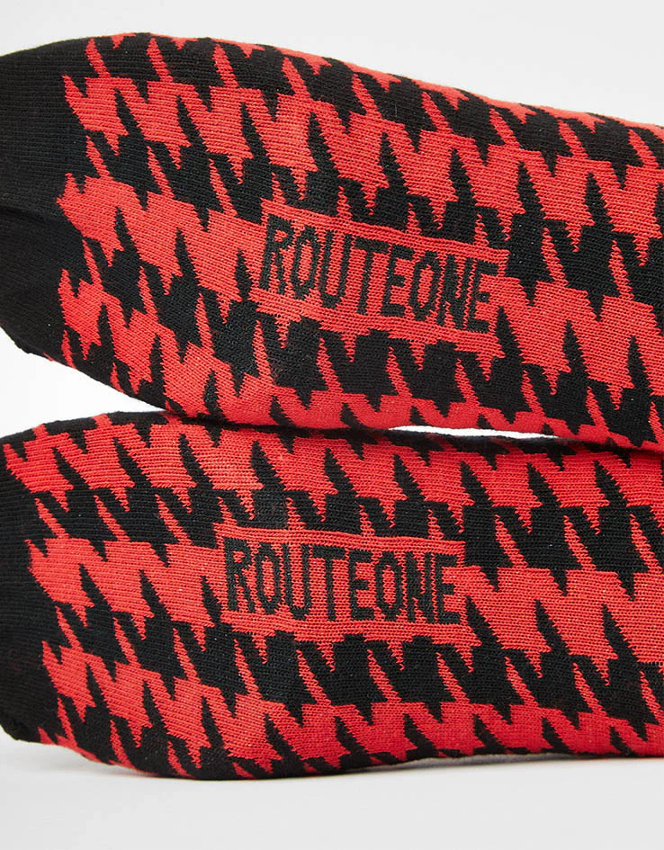 Route One Houndstooth Socks - Black/Red - Image 4