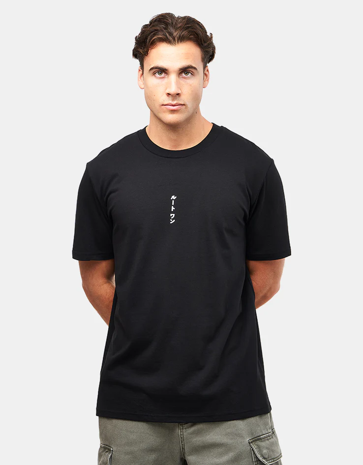 Route One Katakana Organic T-Shirt - Black - Image 2