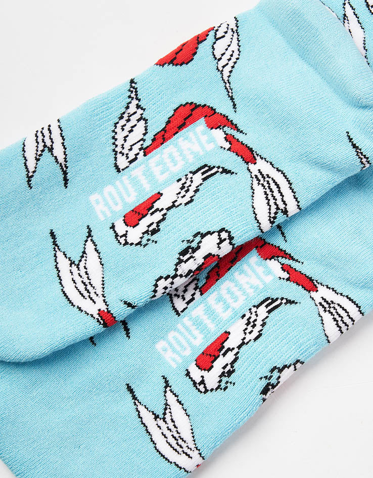 Route One Koi Crew Socks - Aqua - Image 4