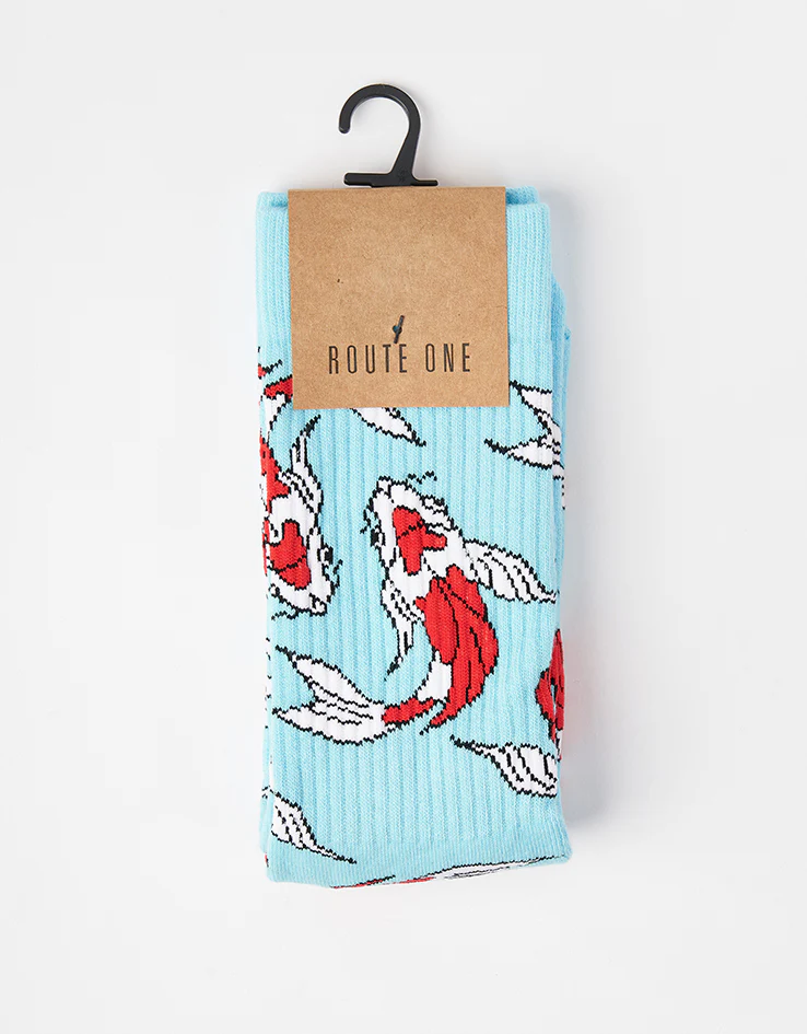 Route One Koi Crew Socks - Aqua - Image 5