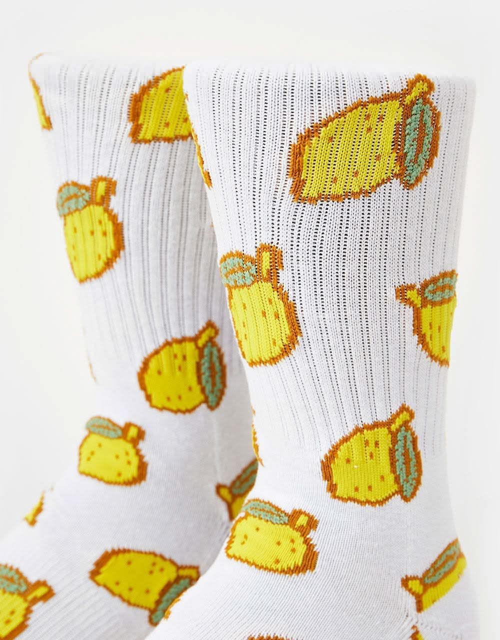 Route One Lemons Crew Socks - White - Image 2