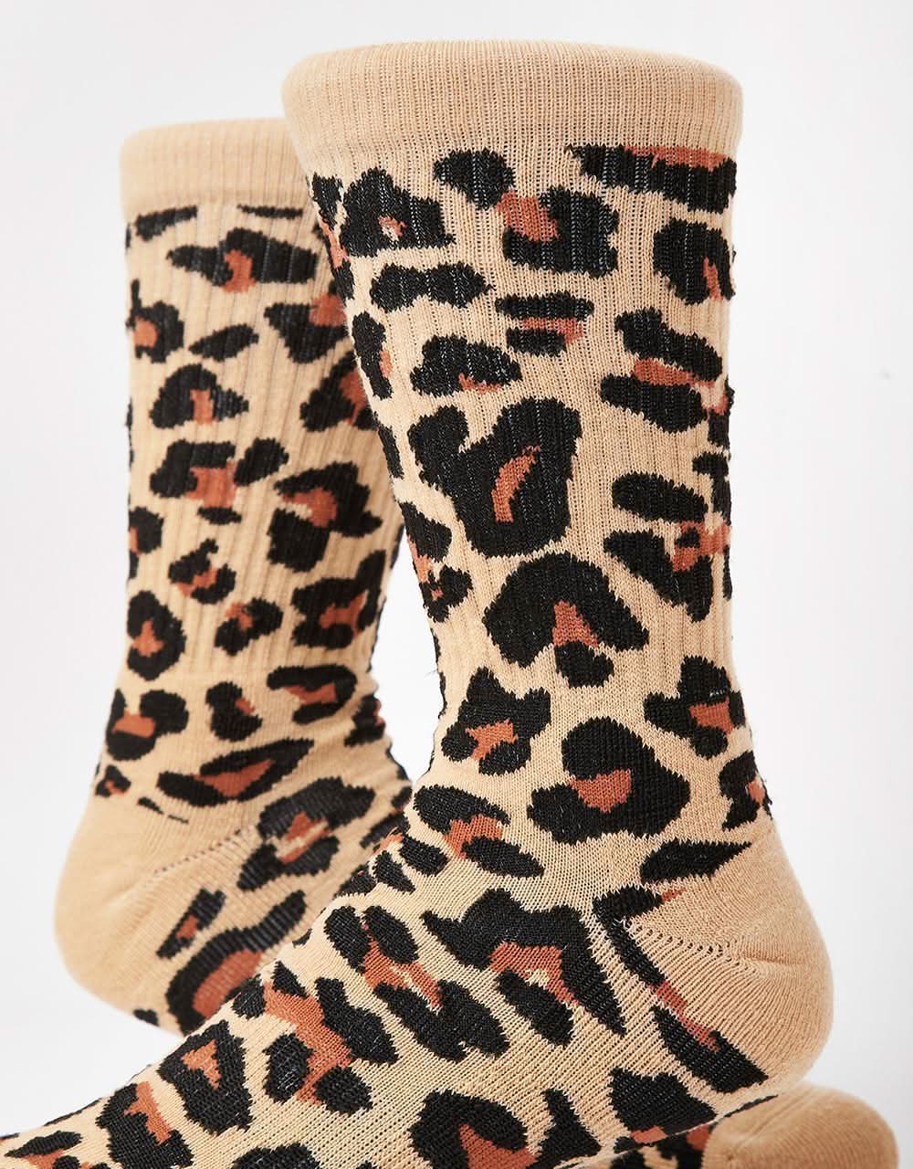 Route One Leopard Crew Socks - Brown - Image 3