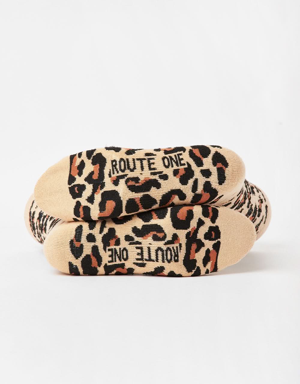 Route One Leopard Crew Socks - Brown - Image 4