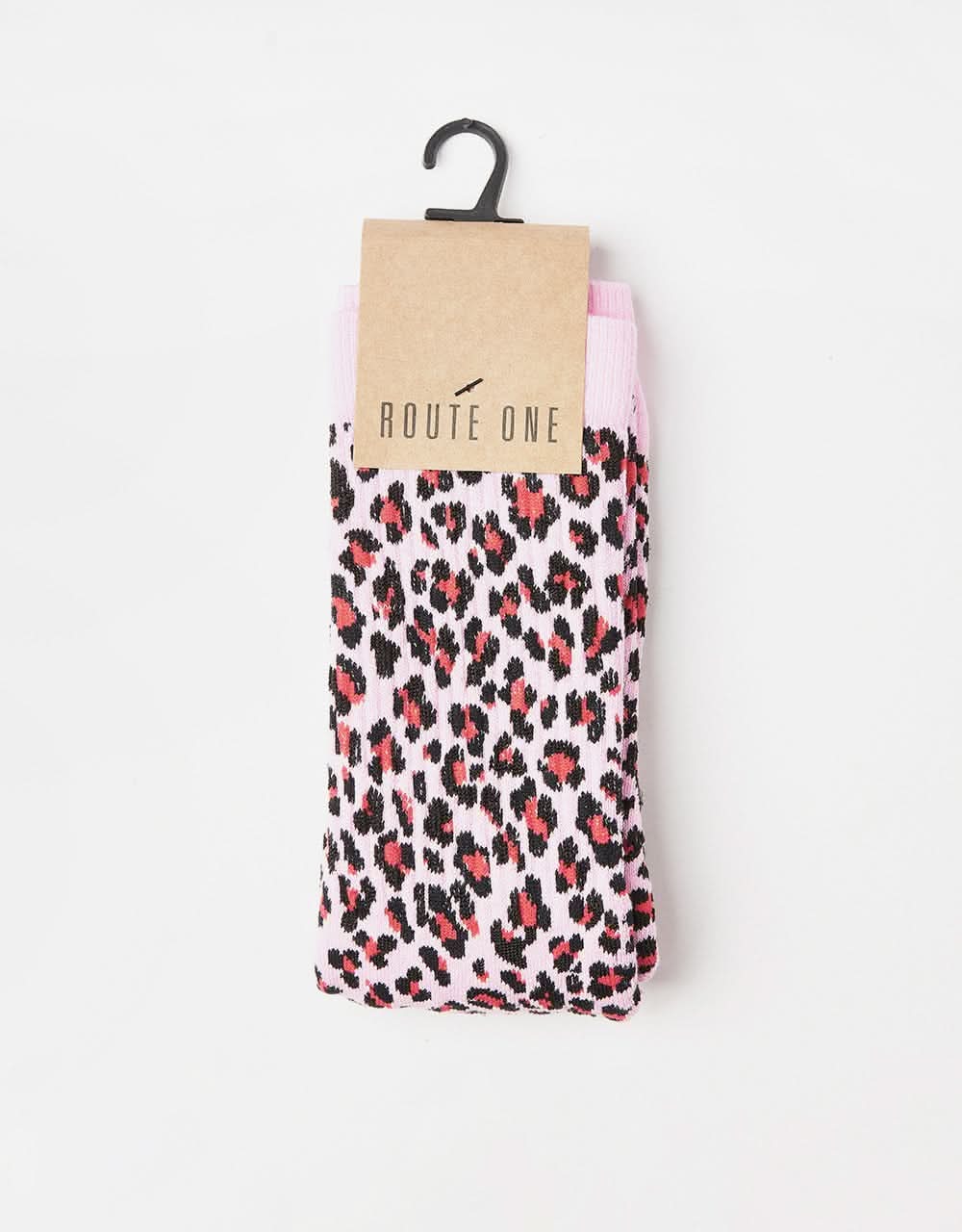 Route One Leopard Crew Socks - Pink - Image 4