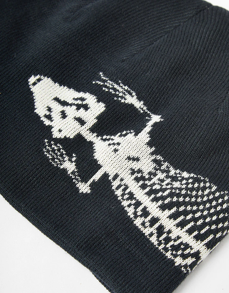 Route One Lizard Recycled Cuffless Beanie - Black/Ivory - Image 2