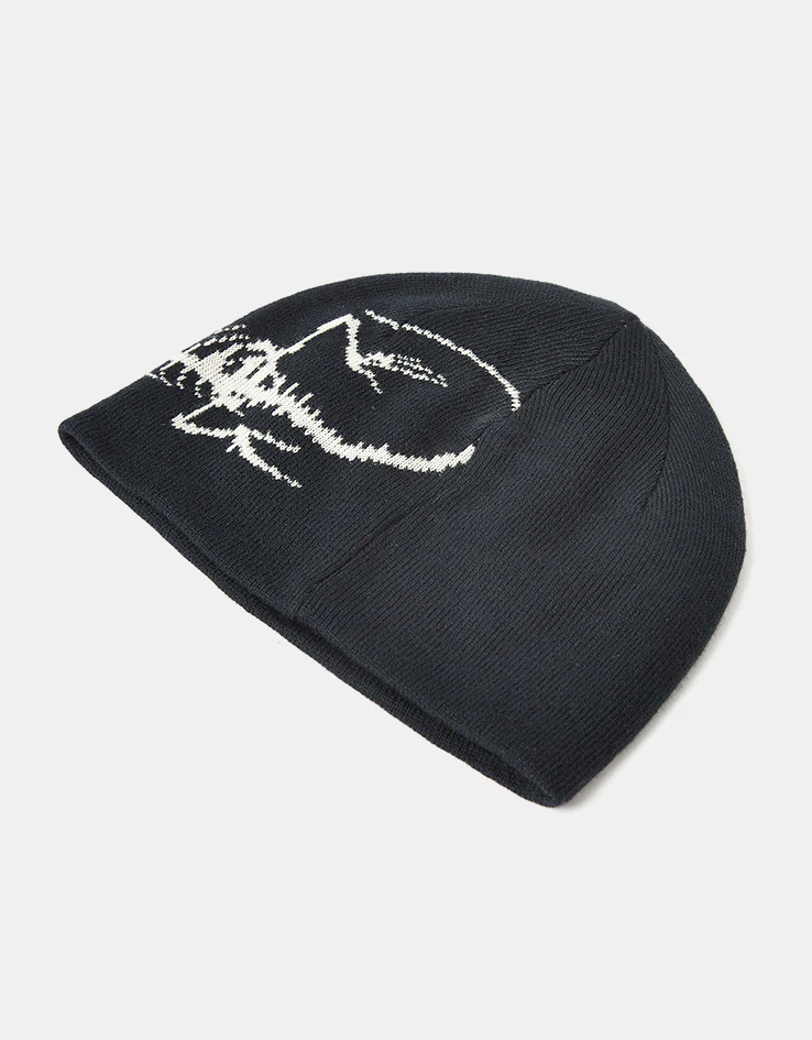Route One Lizard Recycled Cuffless Beanie - Black/Ivory - Image 3