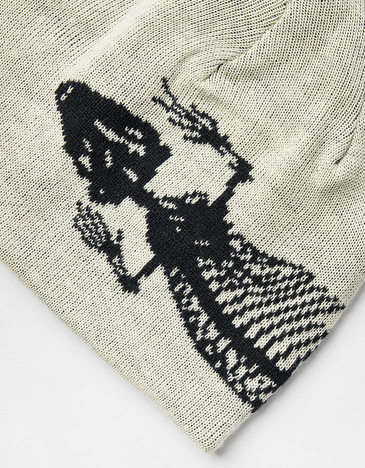 Route One Lizard Recycled Cuffless Beanie - Ivory/Black - Image 2