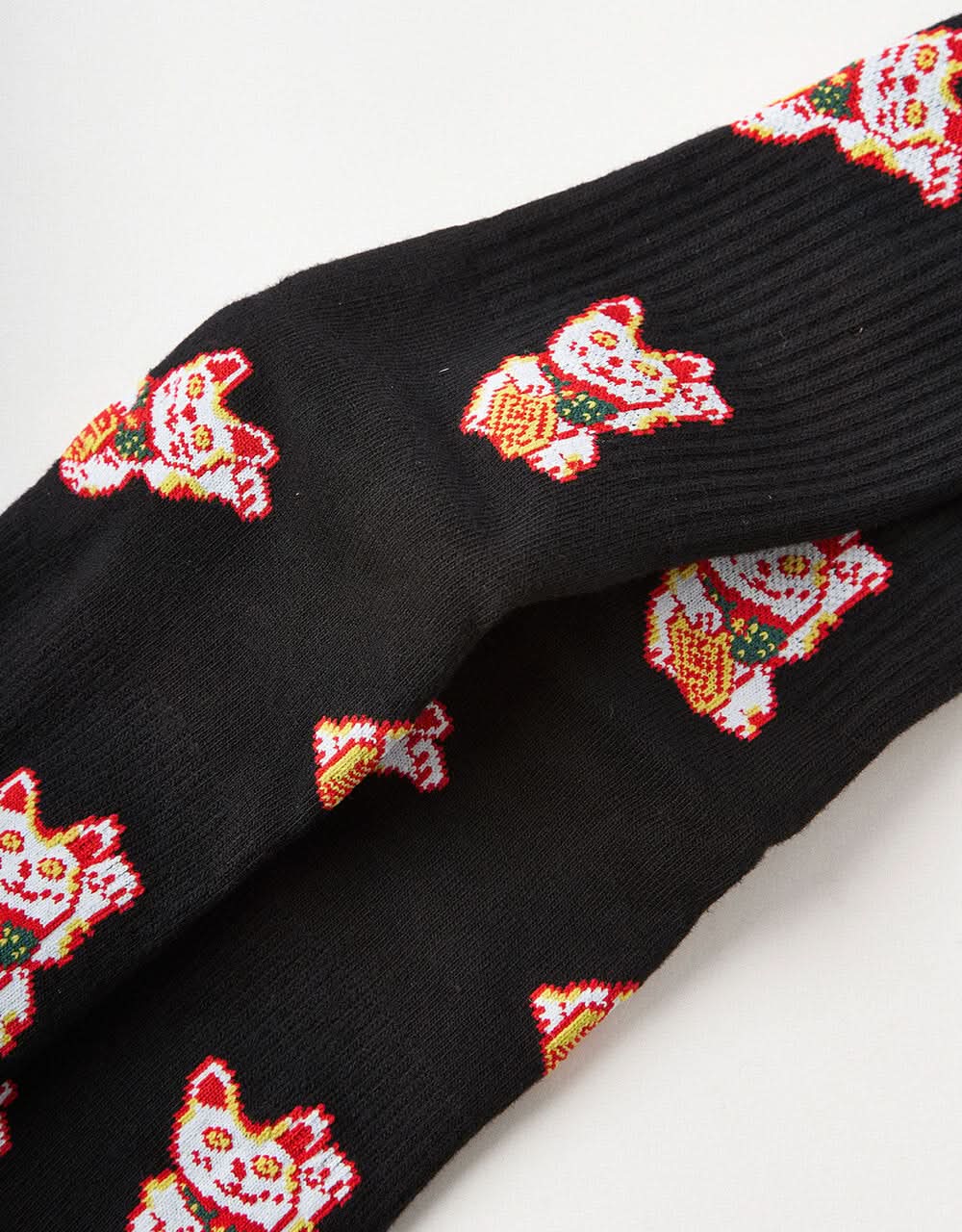 Route One Lucky Cat Crew Socks - Black - Image 4