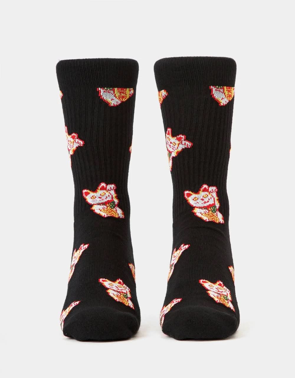 Route One Lucky Cat Crew Socks - Black - Image 6