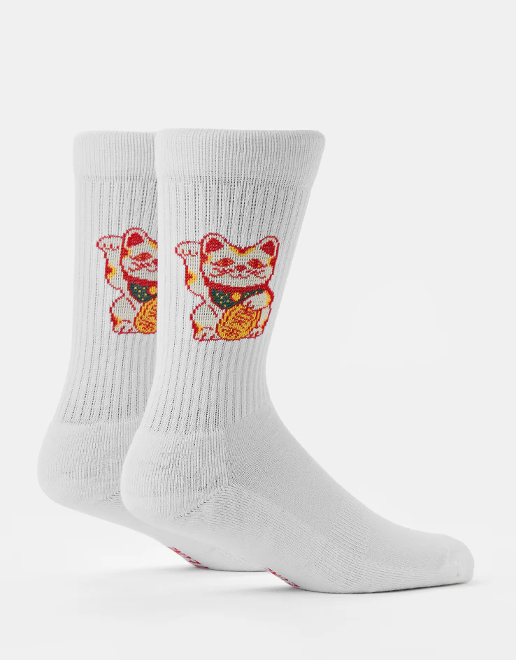 Route One Lucky Cat Crew Socks - White - Image 3
