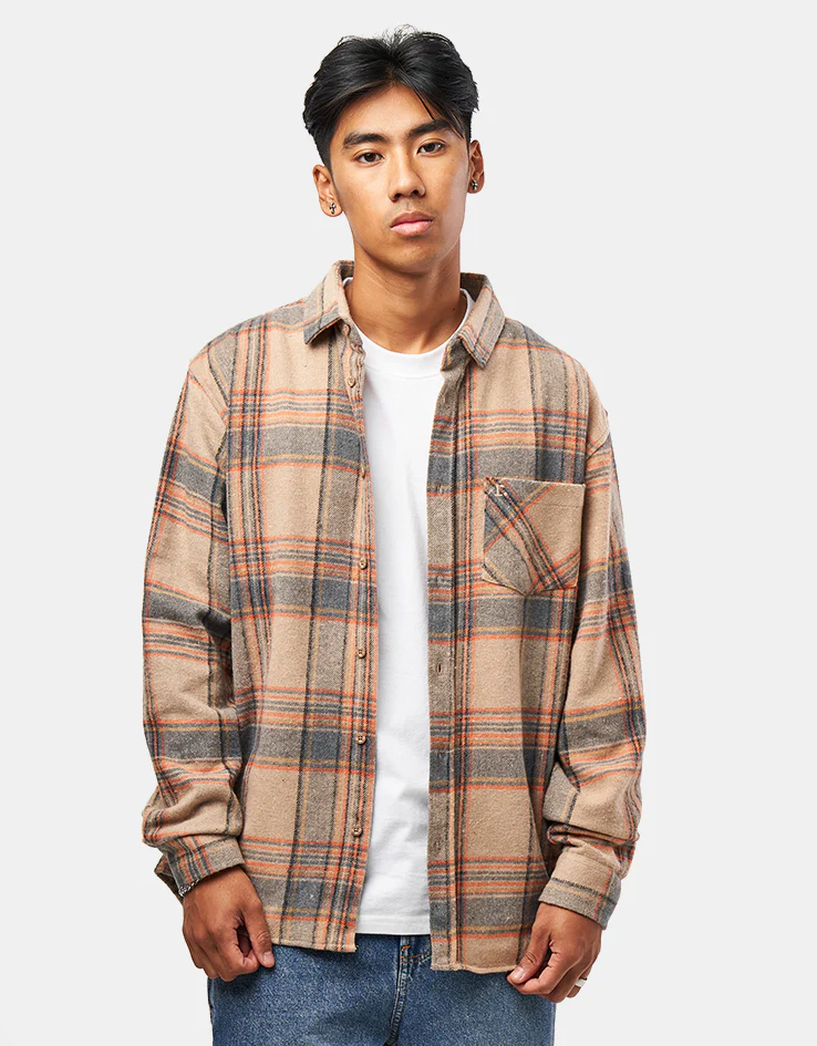Route One Maddock Flannel Shirt - Beige/Orange - Image 3
