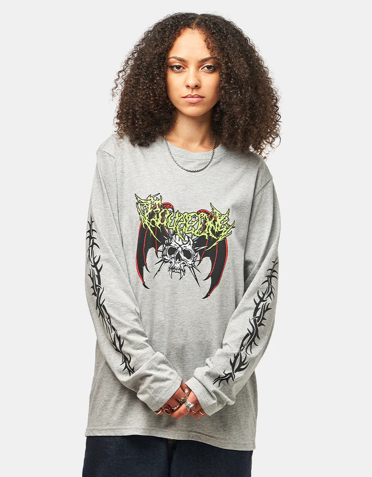 Route One Mayhem Organic L/S T-Shirt - Heather Grey - Image 6