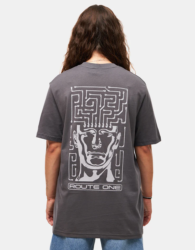 Route One Mind Maze Organic T-Shirt - Anthracite - Image 5
