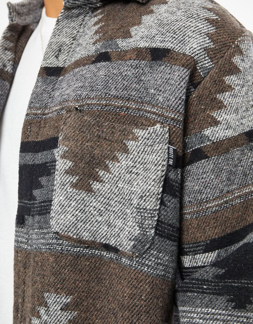Route One Navajo Heavyweight Flannel Shirt - Charcoal - Image 2