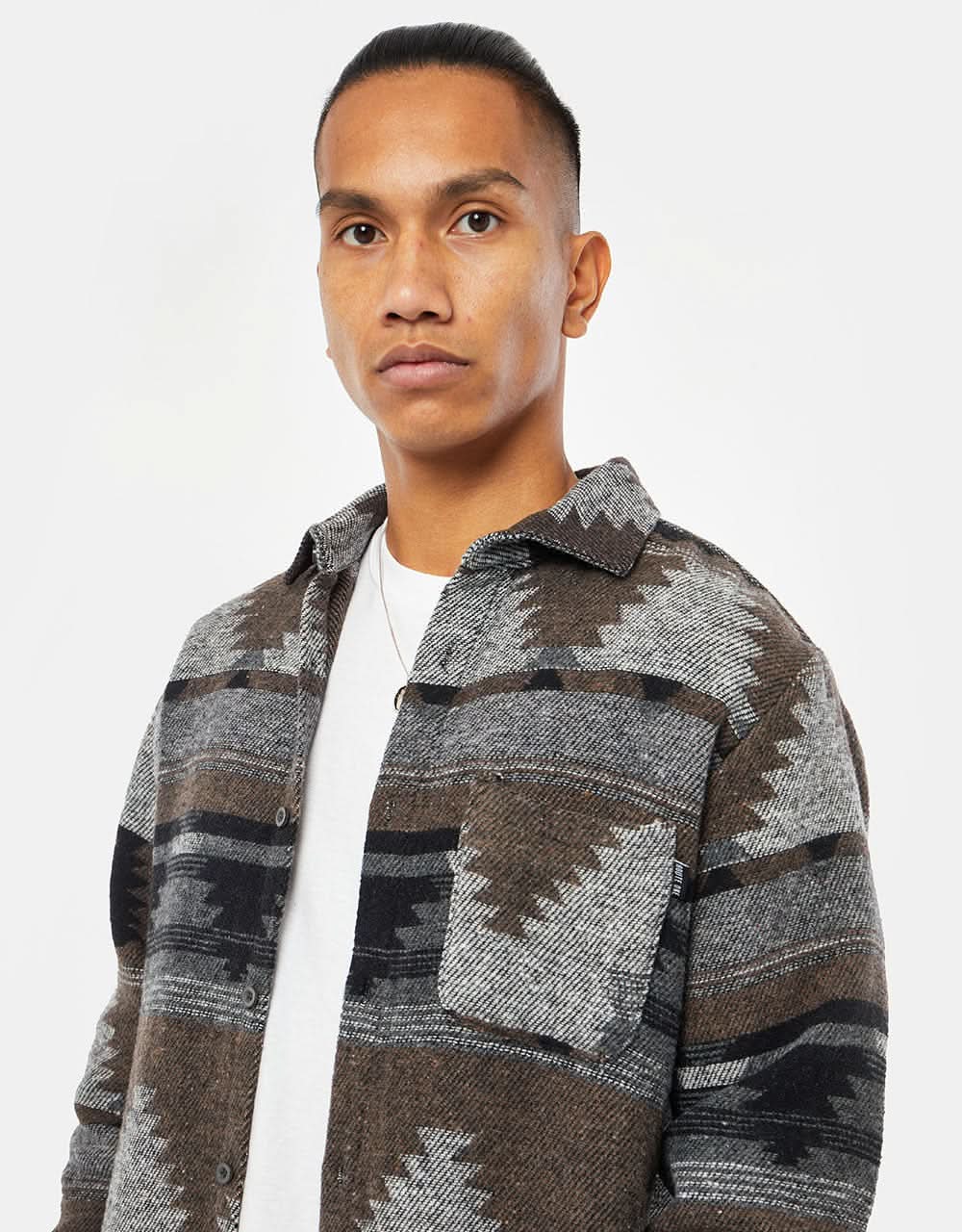Route One Navajo Heavyweight Flannel Shirt - Charcoal - Image 5