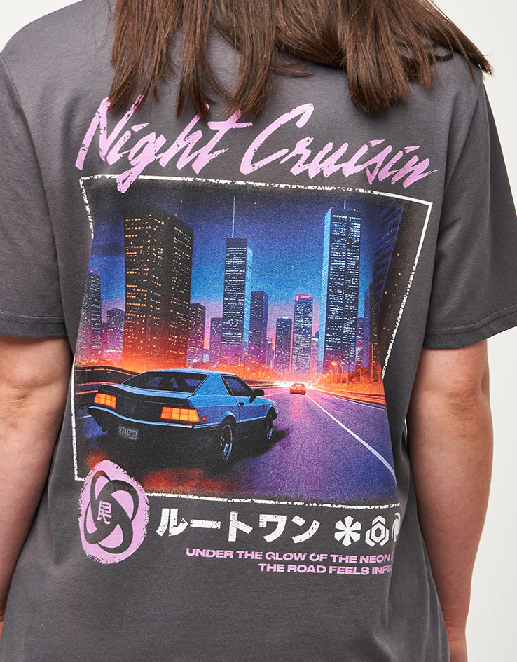 Route One Night Cruisin' Organic T-Shirt - Anthracite - Image 7