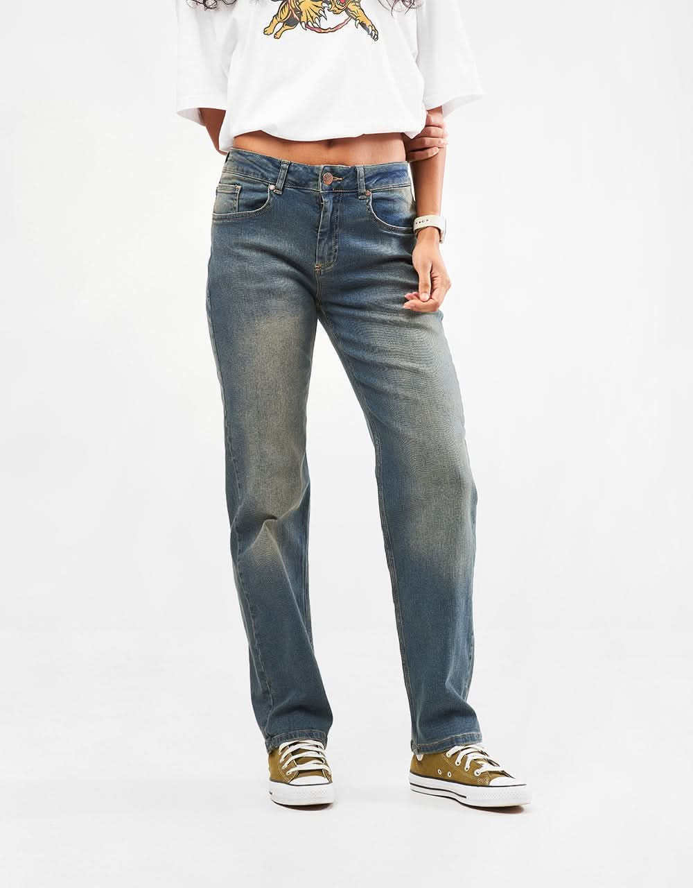 Route One Nineties Denim Jeans - Mid Wash - Image 7