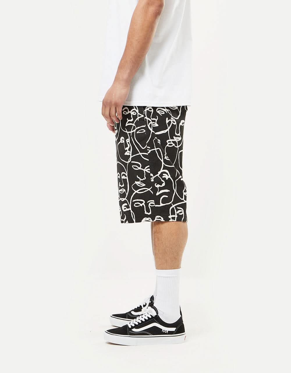 Route One Organic Beach Shorts - Faces Black/White - Image 2