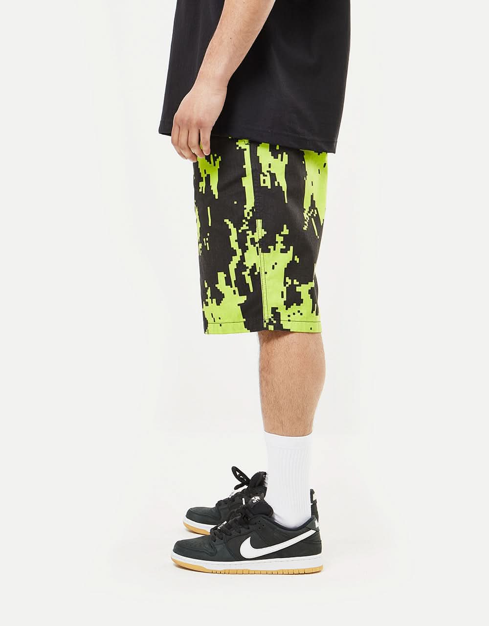 Route One Organic Beach Shorts - Pixel Lime Green/Black - Image 2