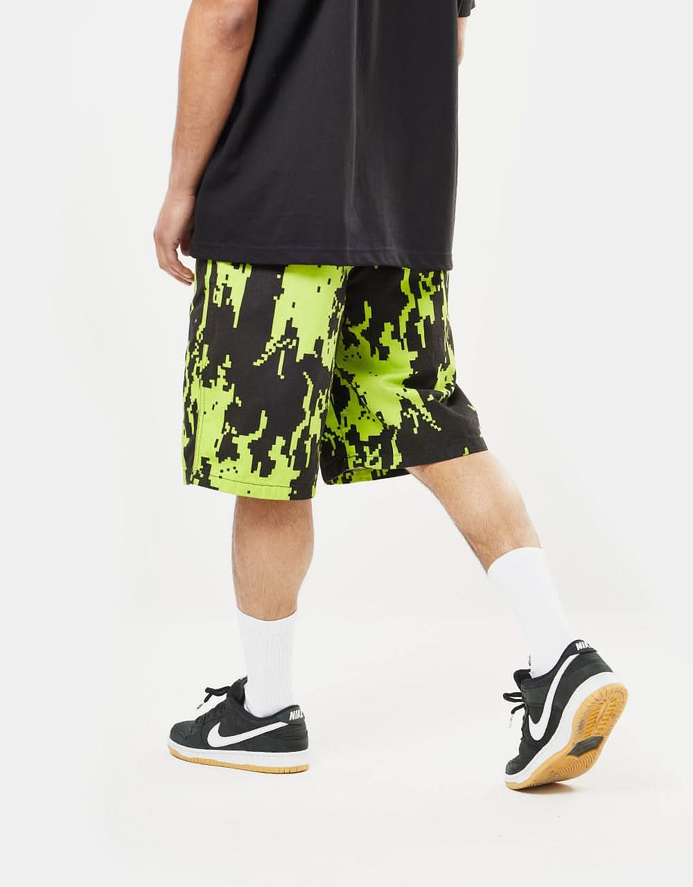 Route One Organic Beach Shorts - Pixel Lime Green/Black - Image 3
