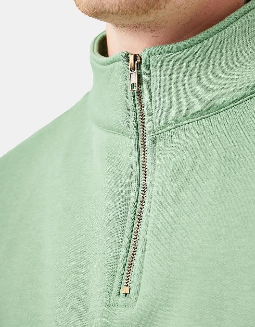 Route One Organic Blocked 1/4 Zip Sweat - Sage/IvoryCream - Image 4
