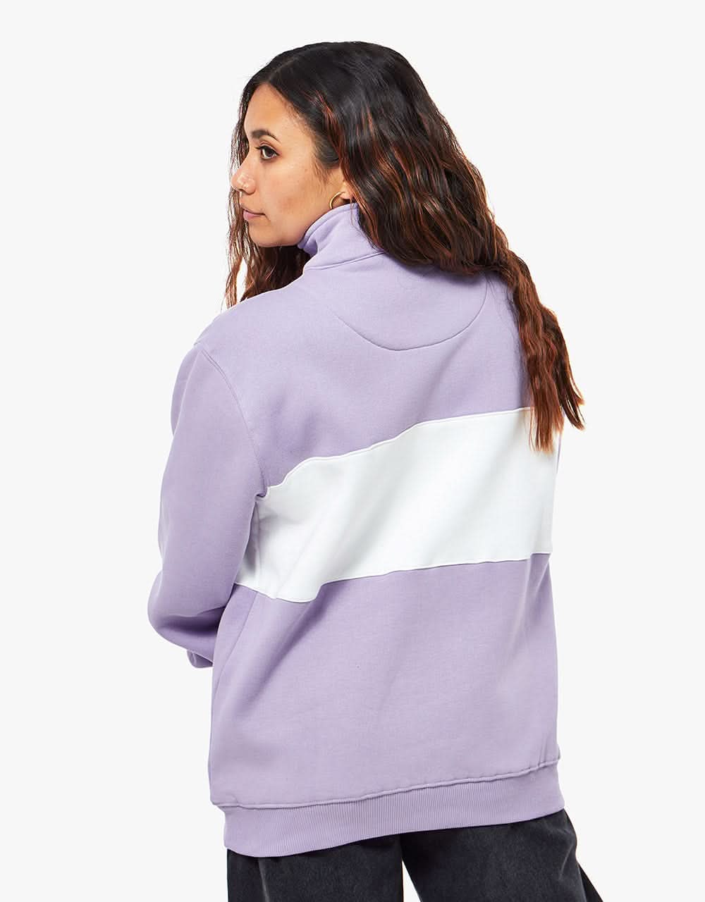 Route One Organic Blocked 1/4 Zip Sweat - Viola/Stone - Image 10