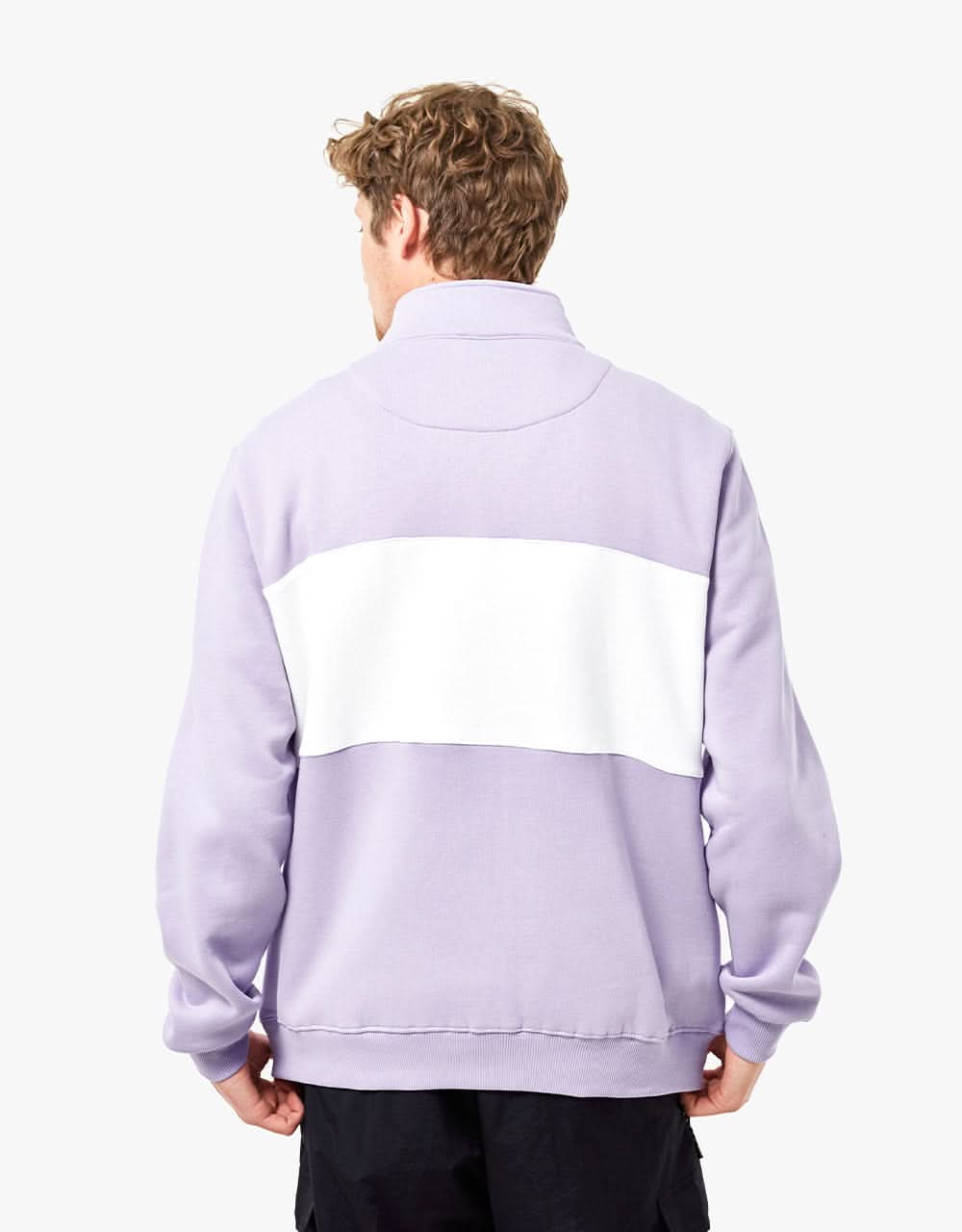 Route One Organic Blocked 1/4 Zip Sweat - Viola/Stone - Image 4