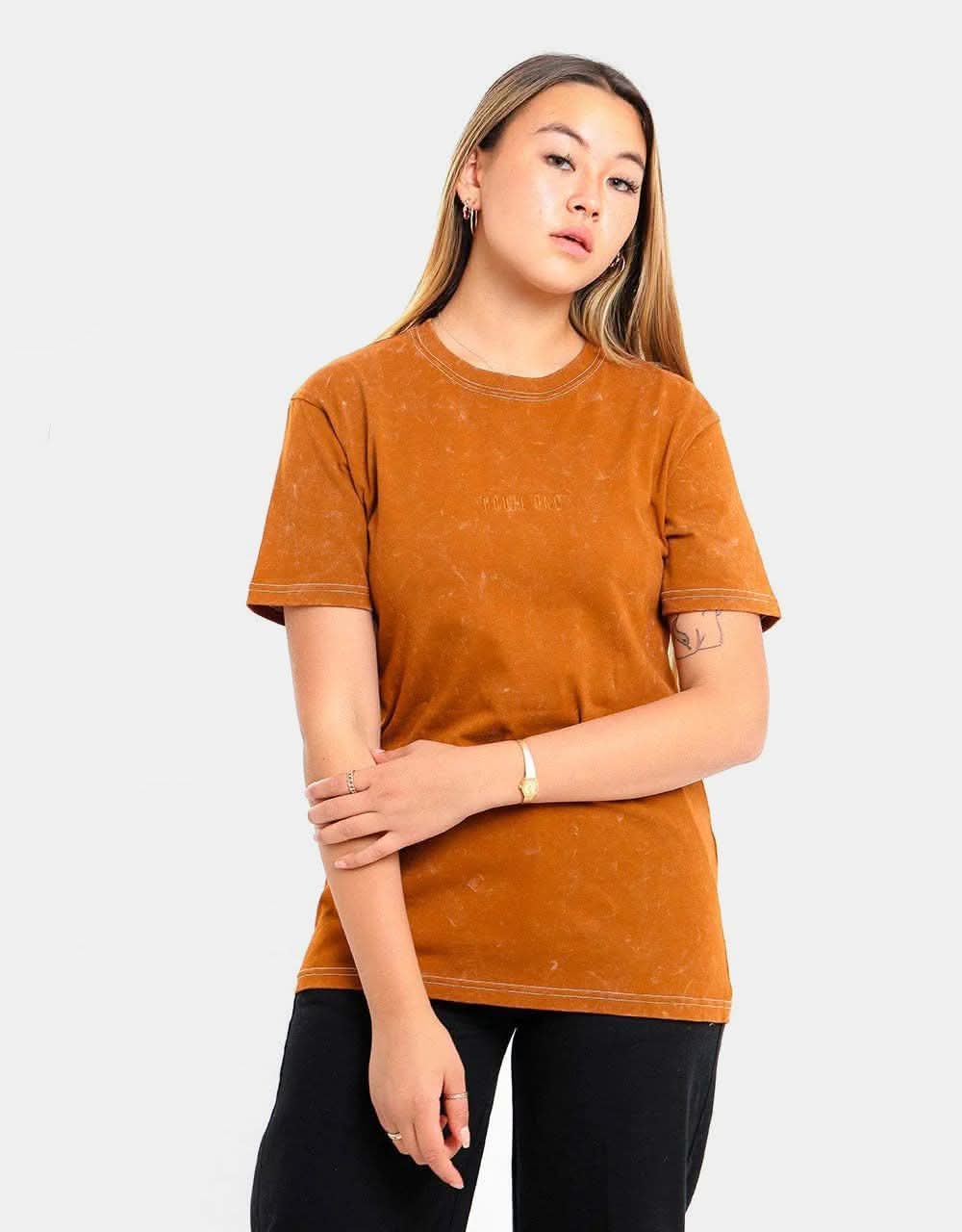 Route One Organic Contrast Stitch T-Shirt - Caramel - Image 5
