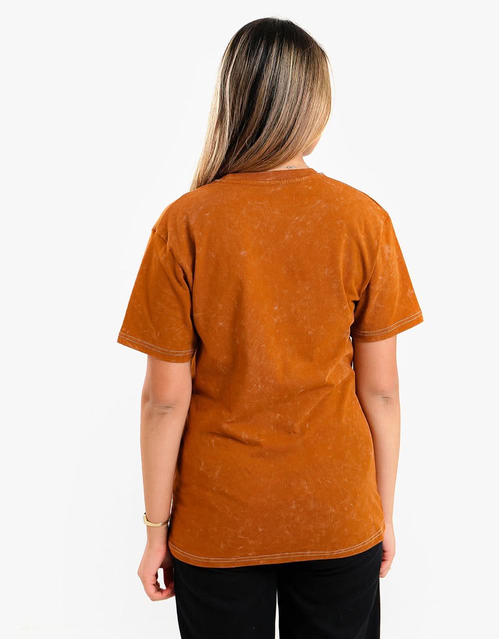 Route One Organic Contrast Stitch T-Shirt - Caramel - Image 6