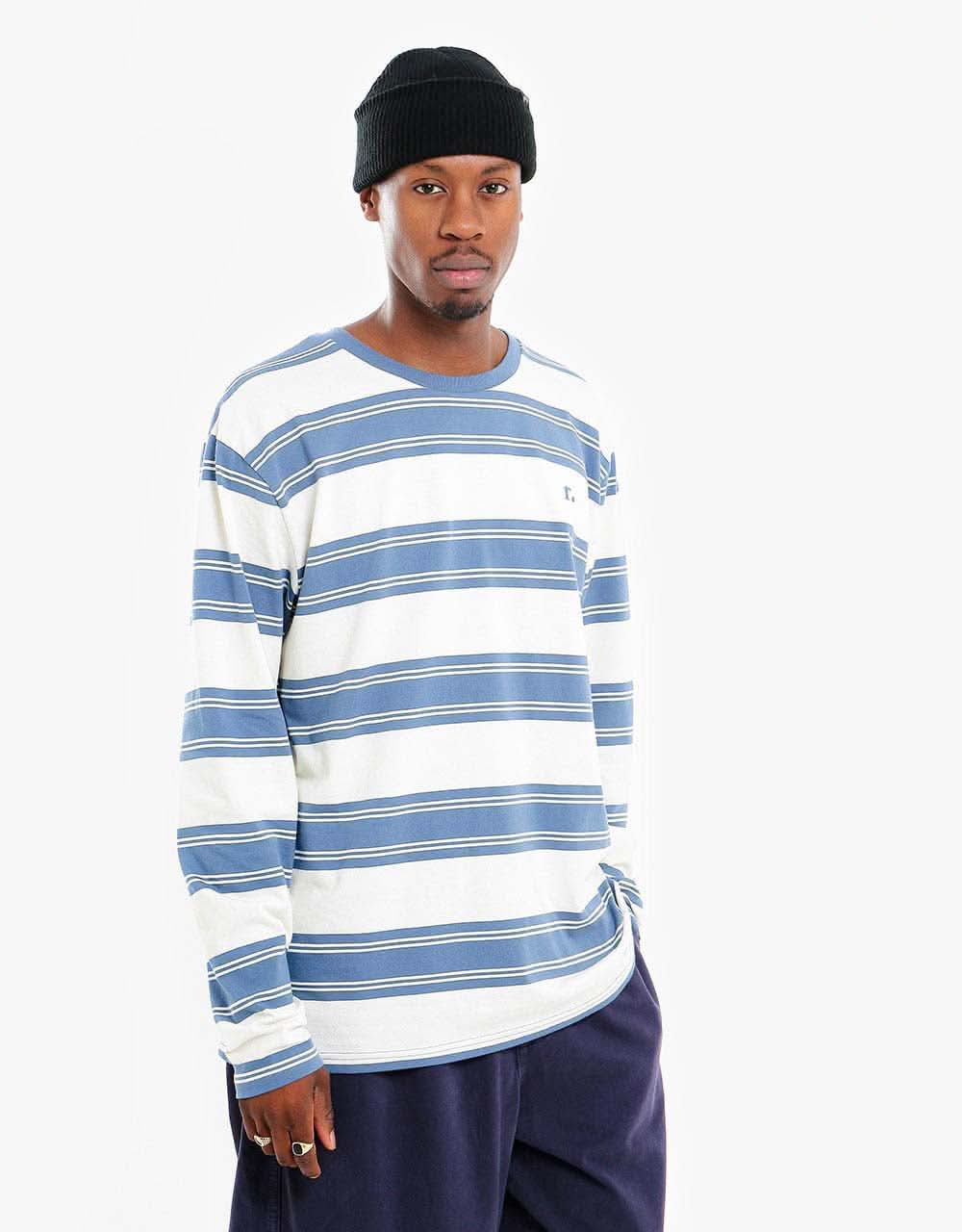 Route One Organic Lewis Stripe L/S T-Shirt - French Navy/Raw