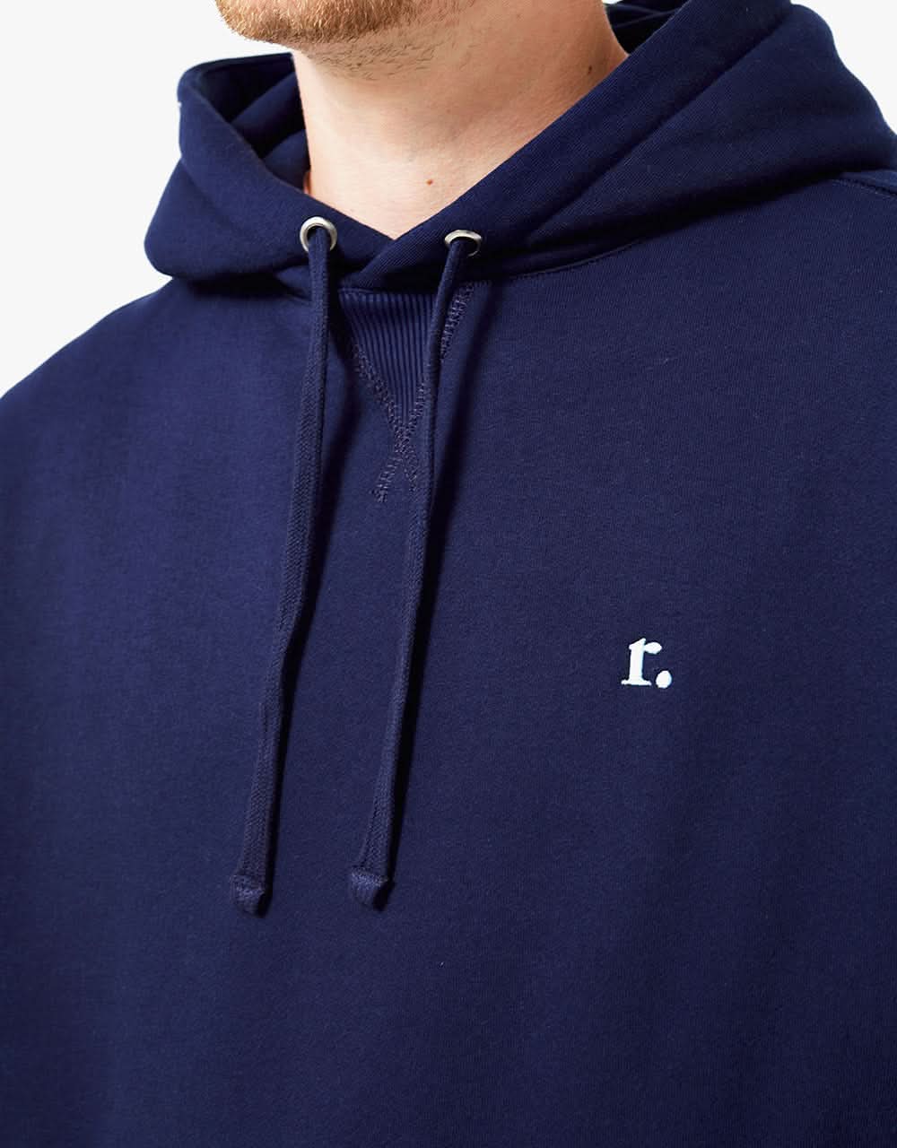 Route One Organic Striped Ribbed Pullover Hoodie - Eclipse/White/Sky Blue - Image 2