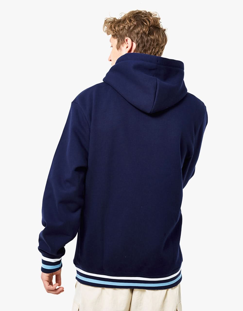 Route One Organic Striped Ribbed Pullover Hoodie - Eclipse/White/Sky Blue - Image 4