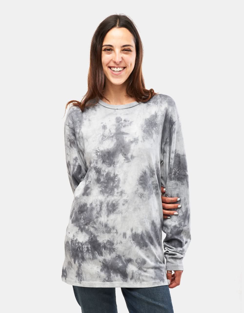 Route One Organic Tie Dye Long Sleeve T-Shirt - Black - Image 4