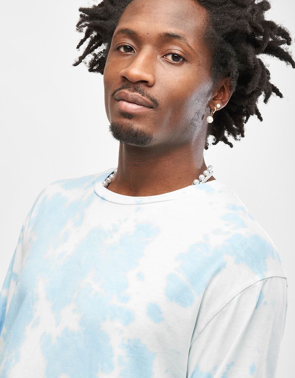 Route One Organic Tie Dye Long Sleeve T-Shirt - Sky Blue - Image 3