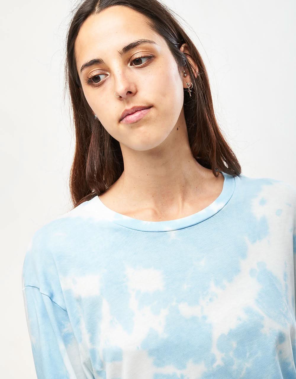 Route One Organic Tie Dye Long Sleeve T-Shirt - Sky Blue - Image 6