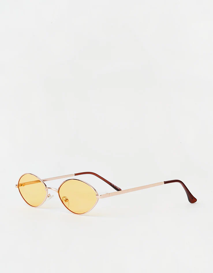 Route One Oval Rimmed Sunglasses - Gold (Orange Lens) - Image 2