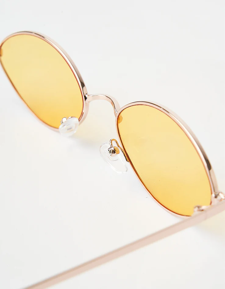 Route One Oval Rimmed Sunglasses - Gold (Orange Lens) - Image 4