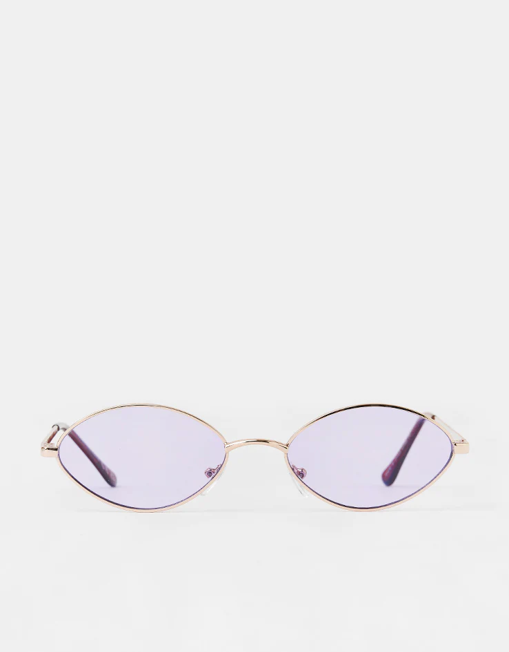 Route One Oval Rimmed Sunglasses - Silver (Purple Lens) - Image 2