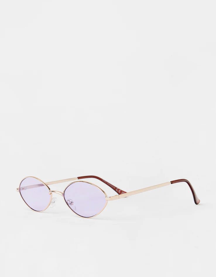 Route One Oval Rimmed Sunglasses - Silver (Purple Lens) - Image 3