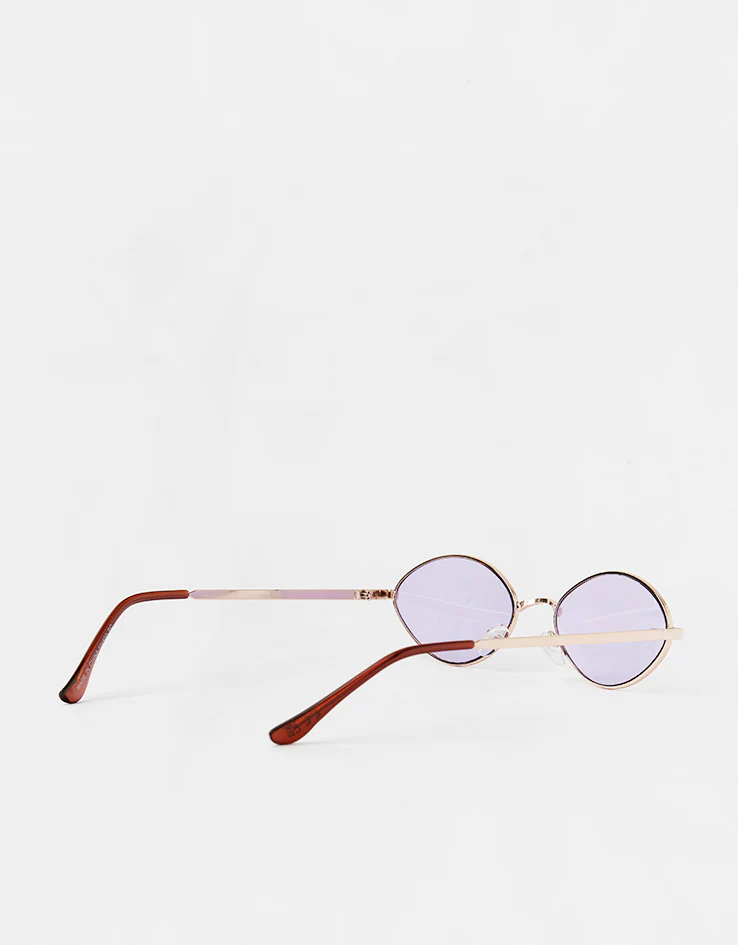Route One Oval Rimmed Sunglasses - Silver (Purple Lens) - Image 4