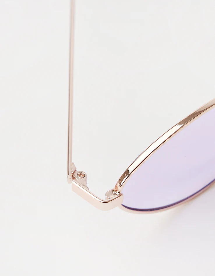 Route One Oval Rimmed Sunglasses - Silver (Purple Lens) - Image 7