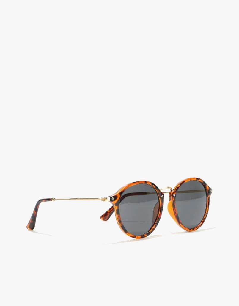 Route One Oversize Round Sunglasses - Tortoise/Gold - Image 2