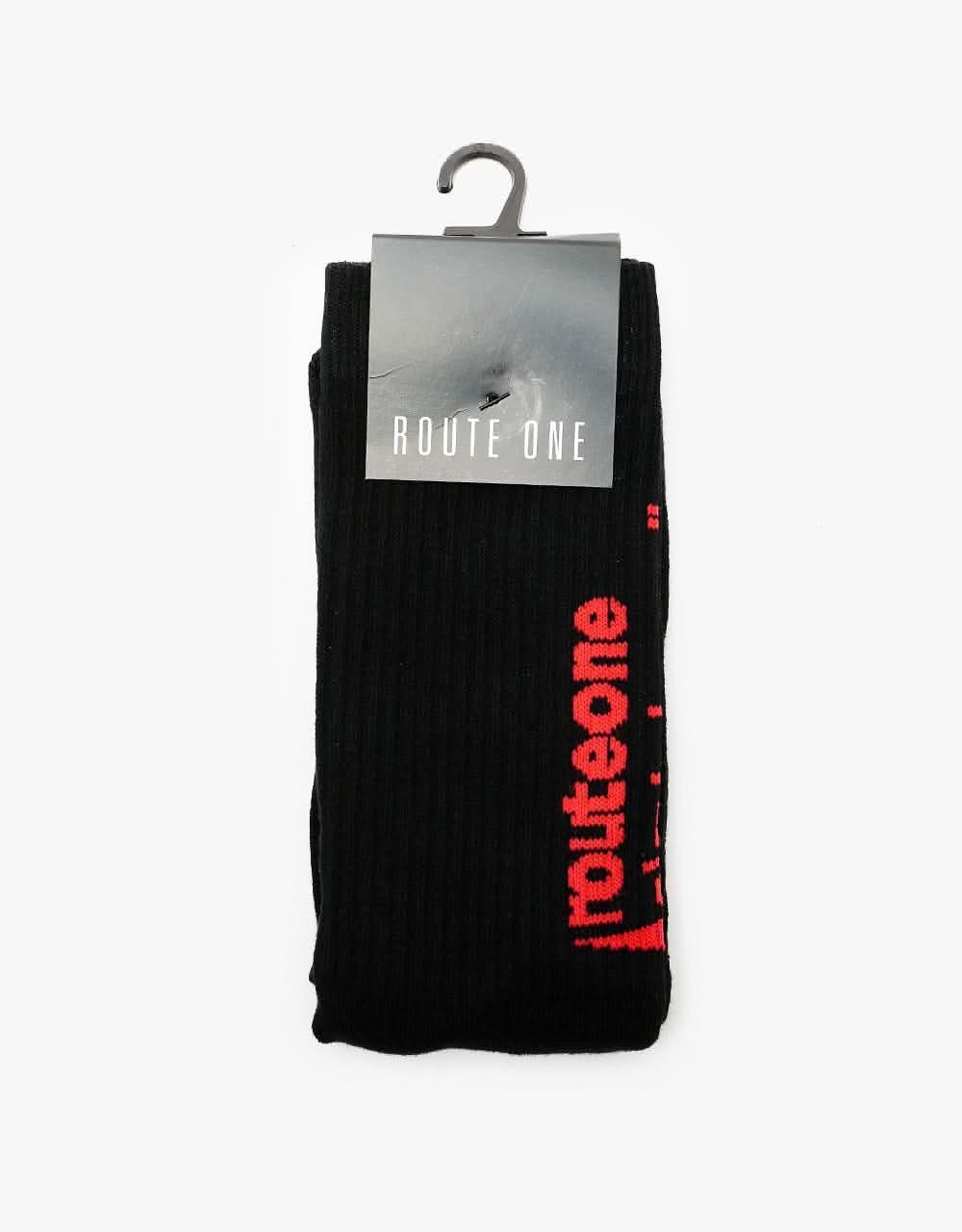 Route One Park Logo Crew Socks - Black - Image 2