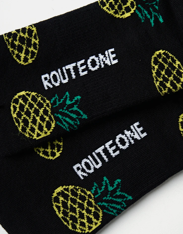Route One Pineapples Crew Socks - Black - Image 5