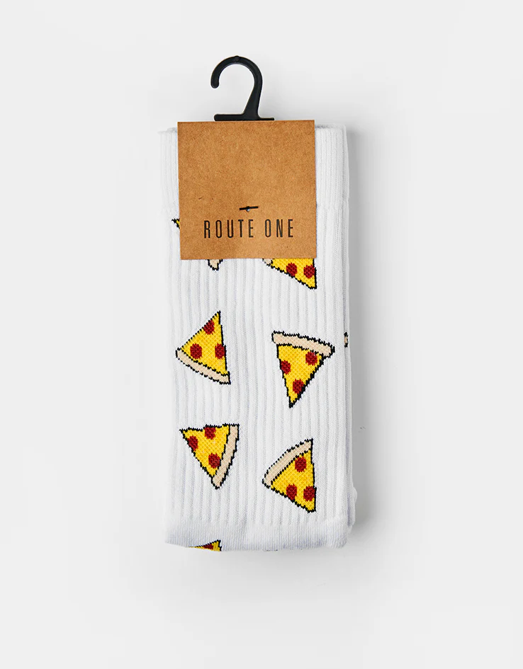 Route One Pizza Crew Socks - White - Image 2