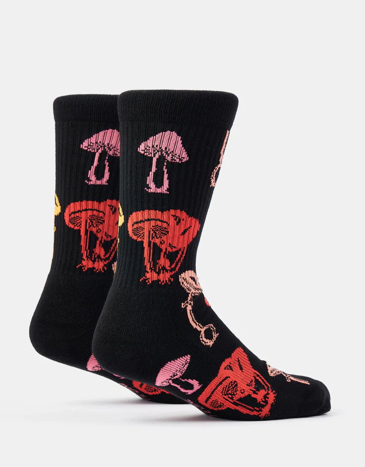 Route One Poisonous Mushrooms Crew Socks - Black - Image 2