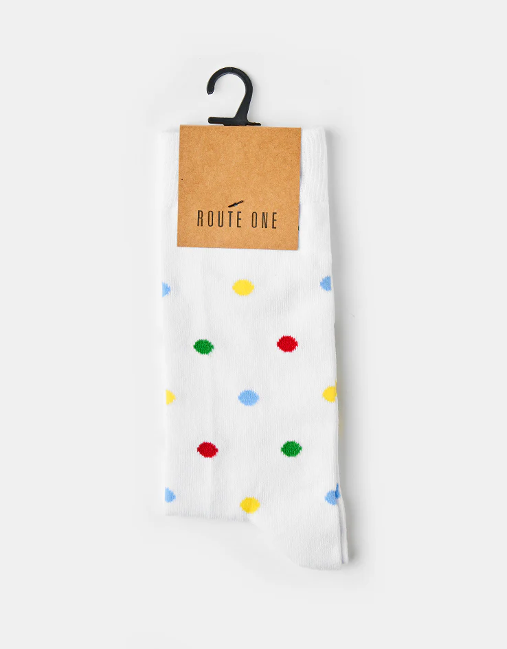 Route One Polka Dot Socks - White - Image 2