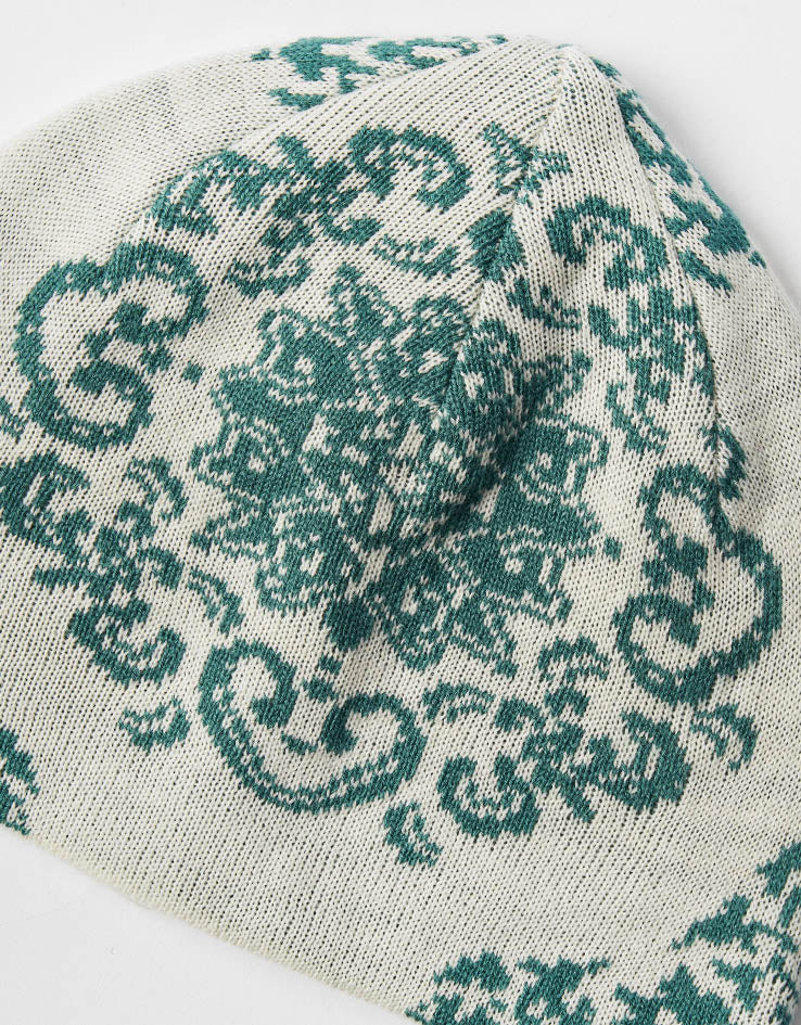 Route One Porcelain Recycled Cuffless Beanie - Ivory/Dark Teal - Image 2