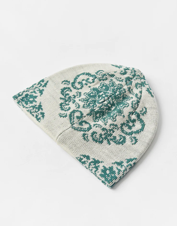 Route One Porcelain Recycled Cuffless Beanie - Ivory/Dark Teal - Image 3